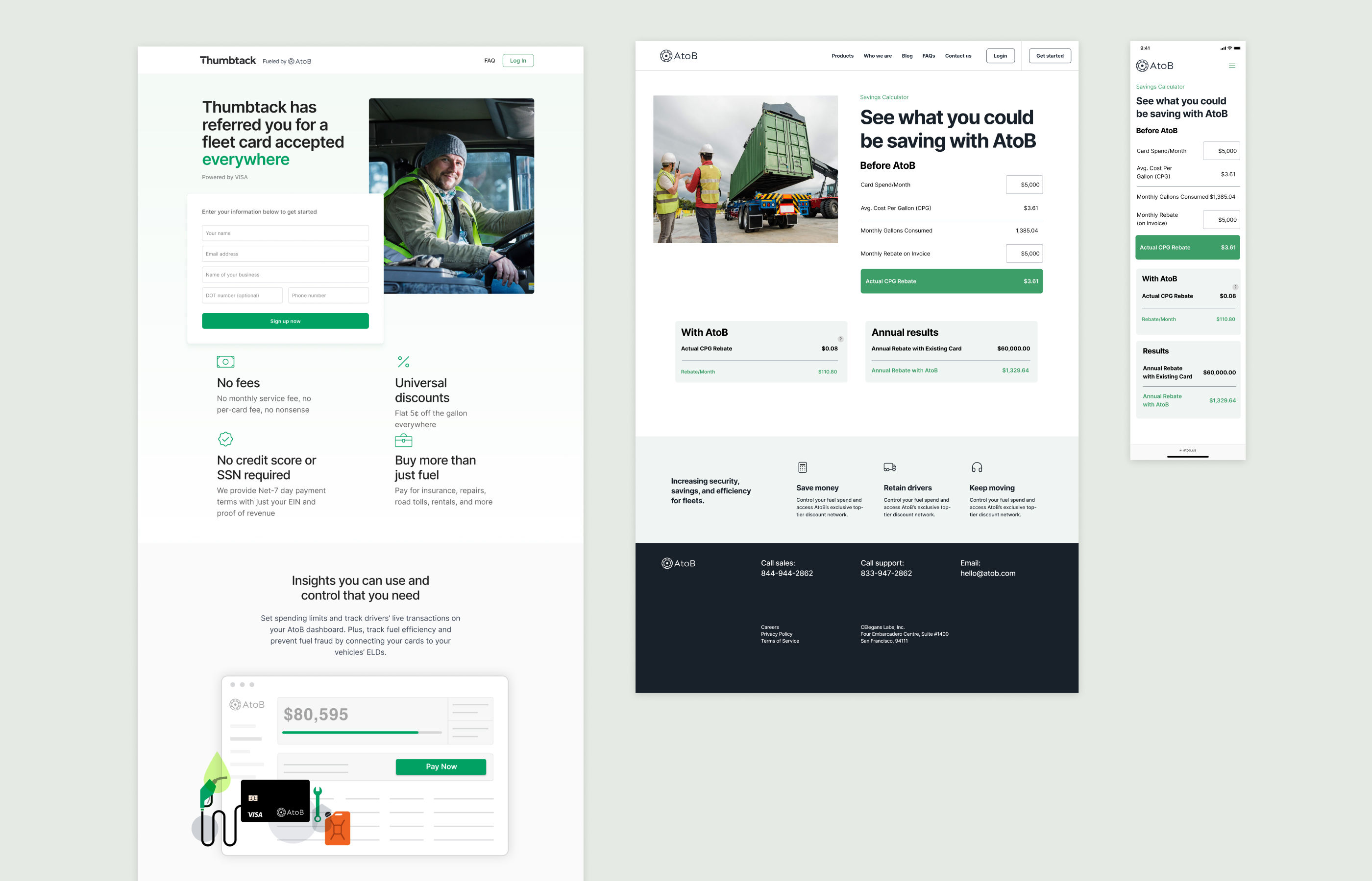 AtoB Thumbtack co-branded calculator