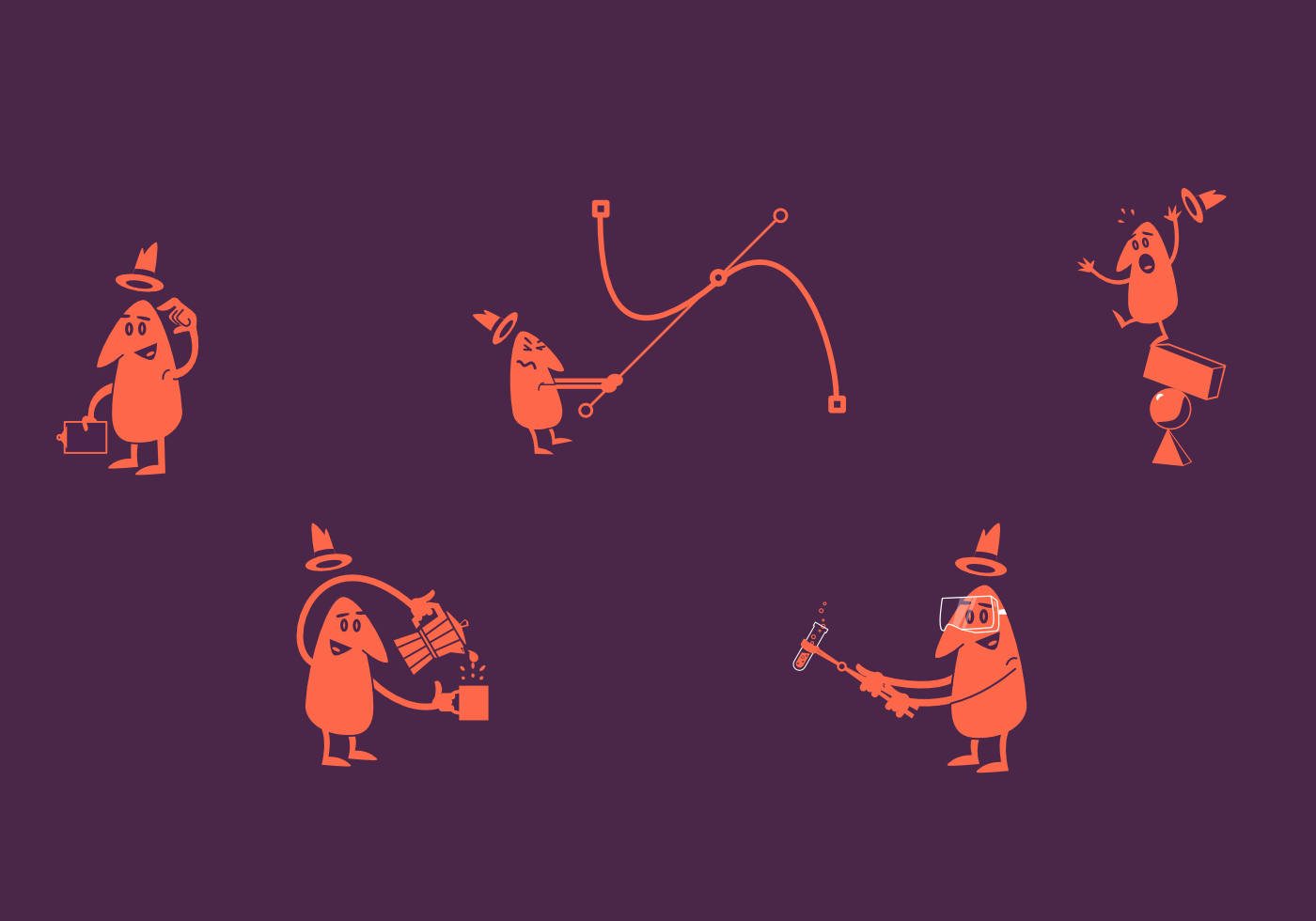 Cartoon style illustrations