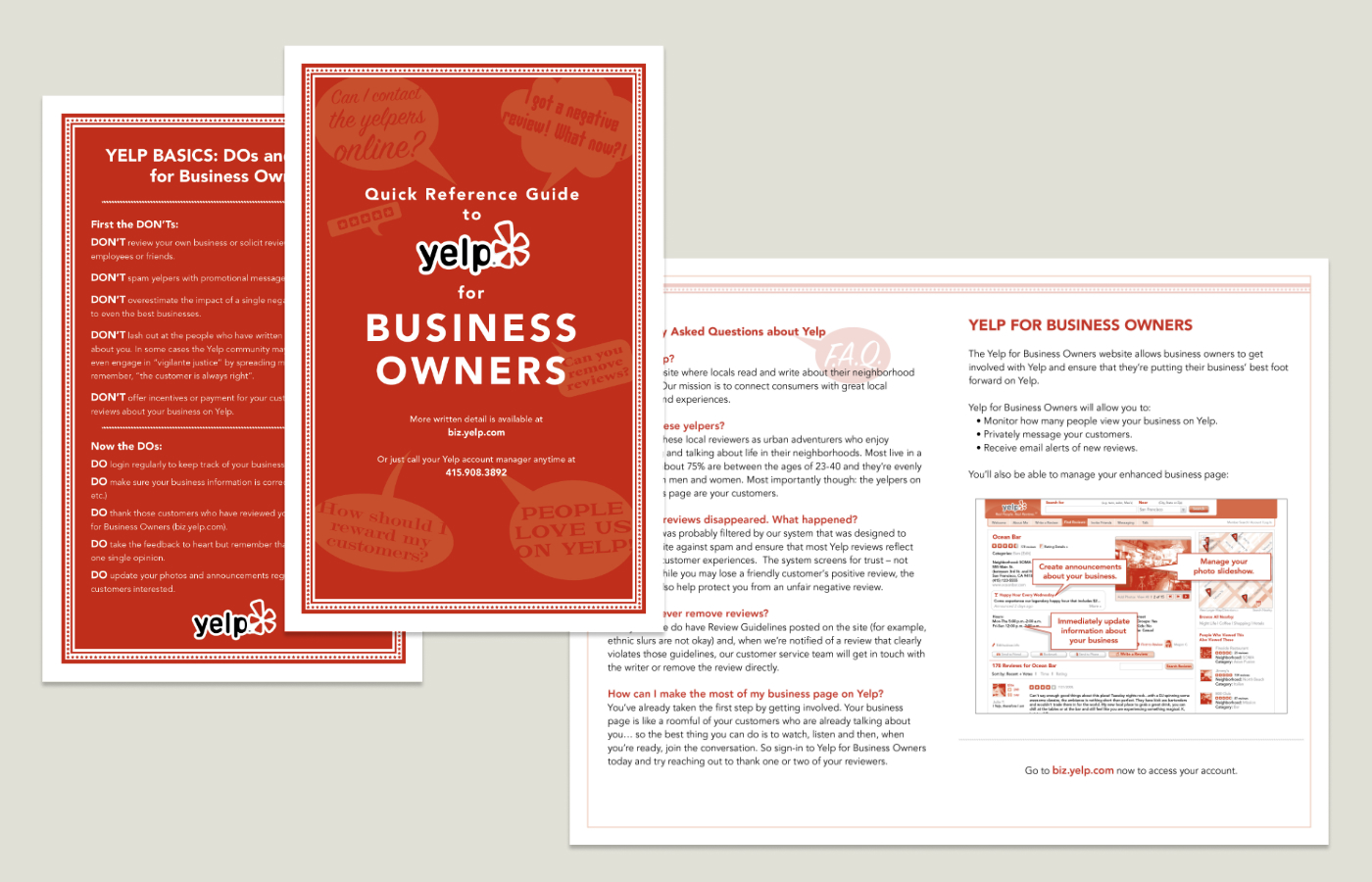 Yelp for Business Owners materials