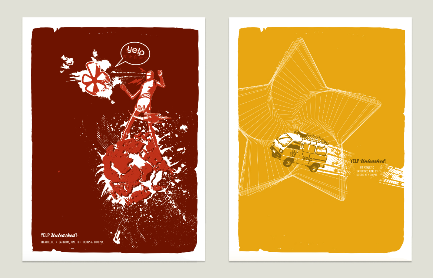 Yelp screenprinted posters