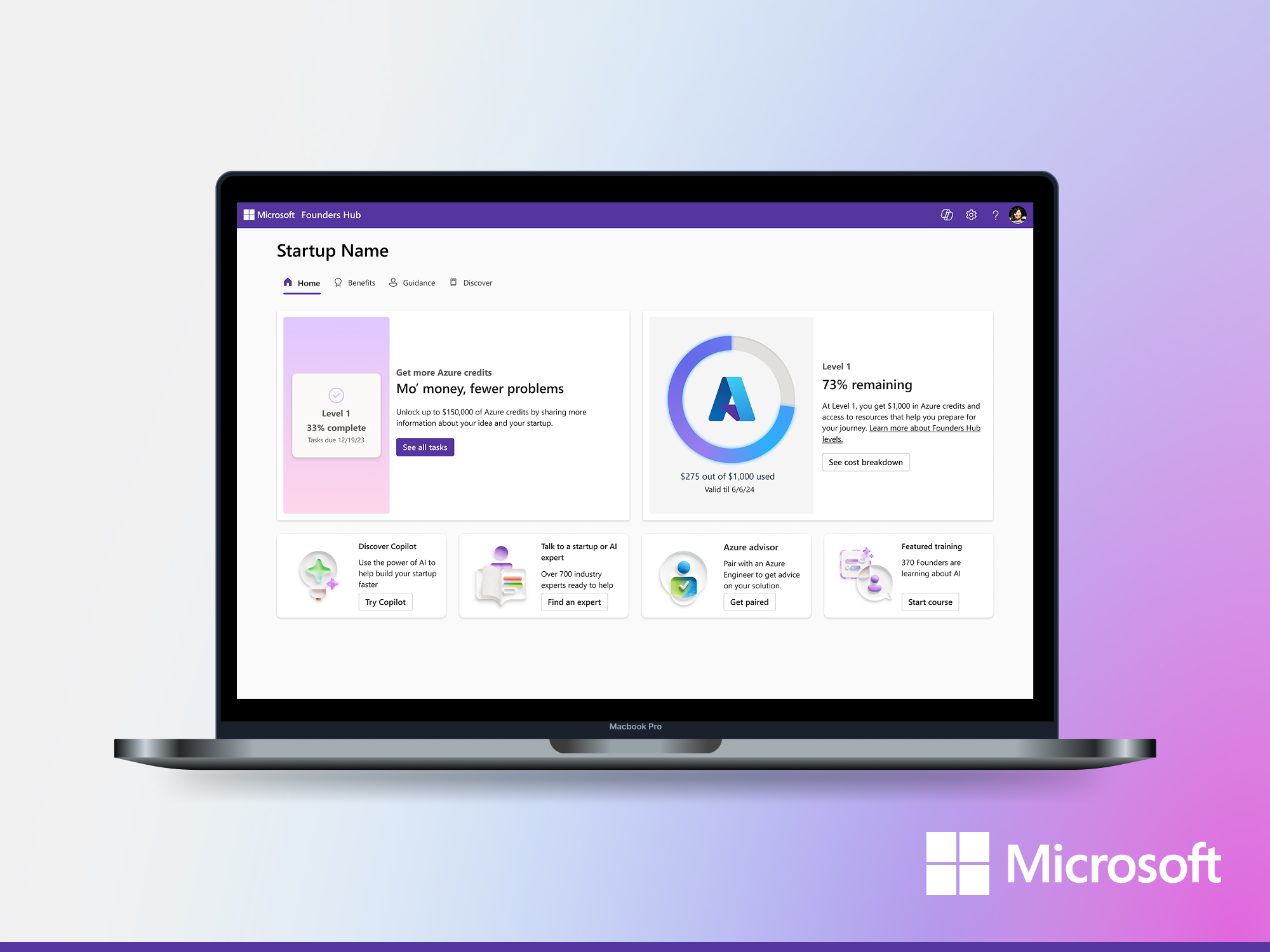 Microsoft Founders Hub redesign